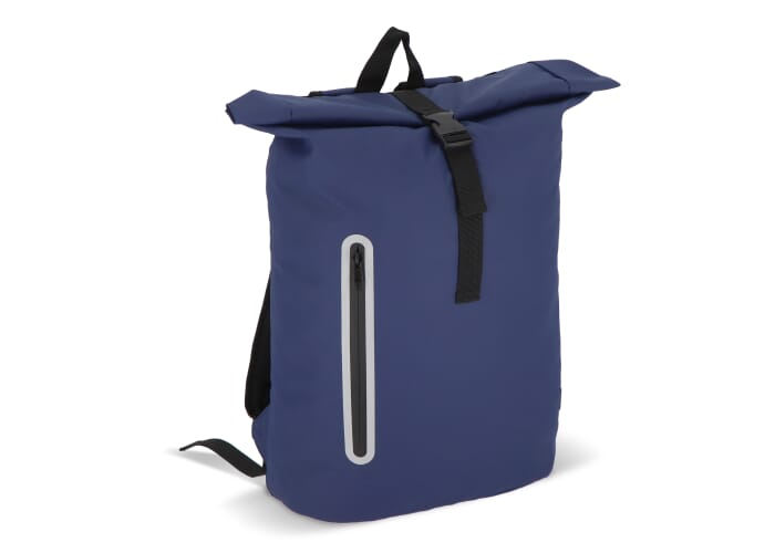 Sac à dos publicitaire à enroulement 20L R-PET enduit PU Bleu Foncé